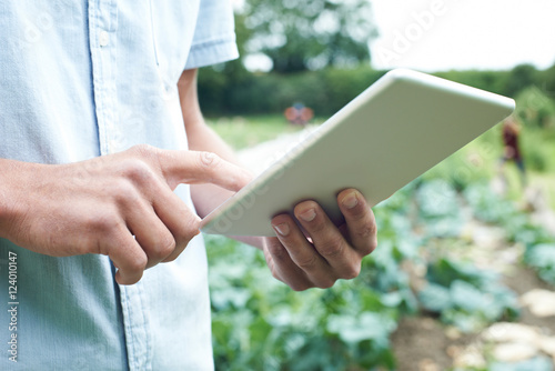 Male Agricultural Worker Using Digital Tablet In Field