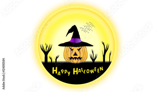 Poster Halloween pumpkin and hat