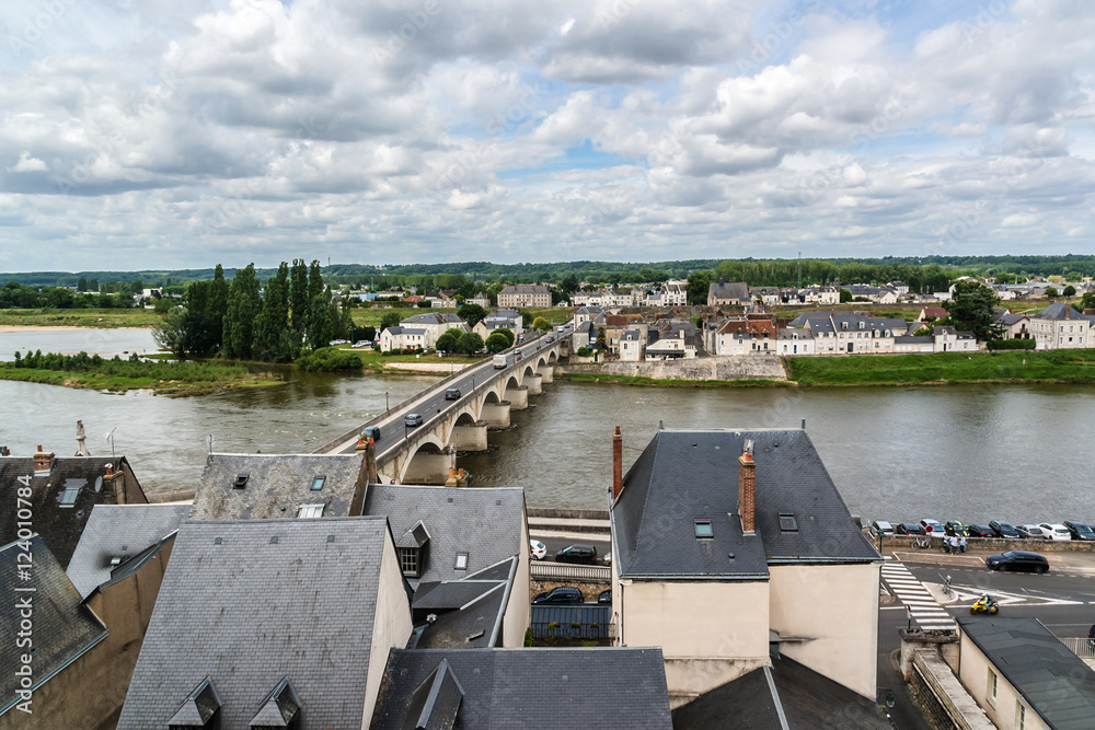 Aerial view of Beautiful medieval town Amboise. France. Aerial view of Beautiful medieval town Amboise. France.