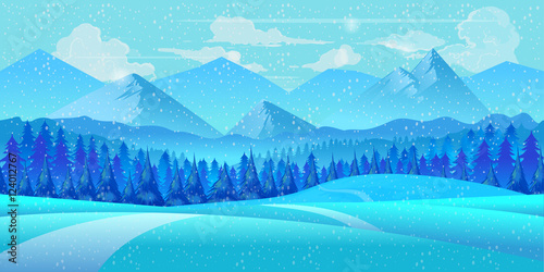 Winter landscape. Vector illustration.
