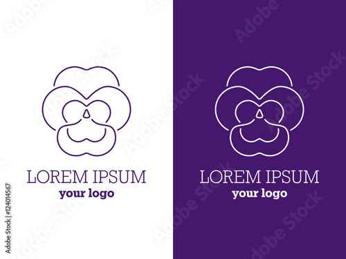 Thin line pansy logo. Heartsease sign. Vector illustration
