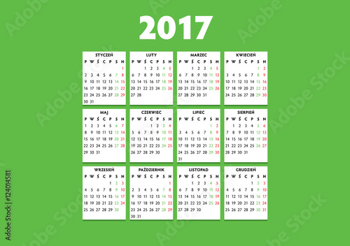 Prosty Kalendarz na 2017 rok