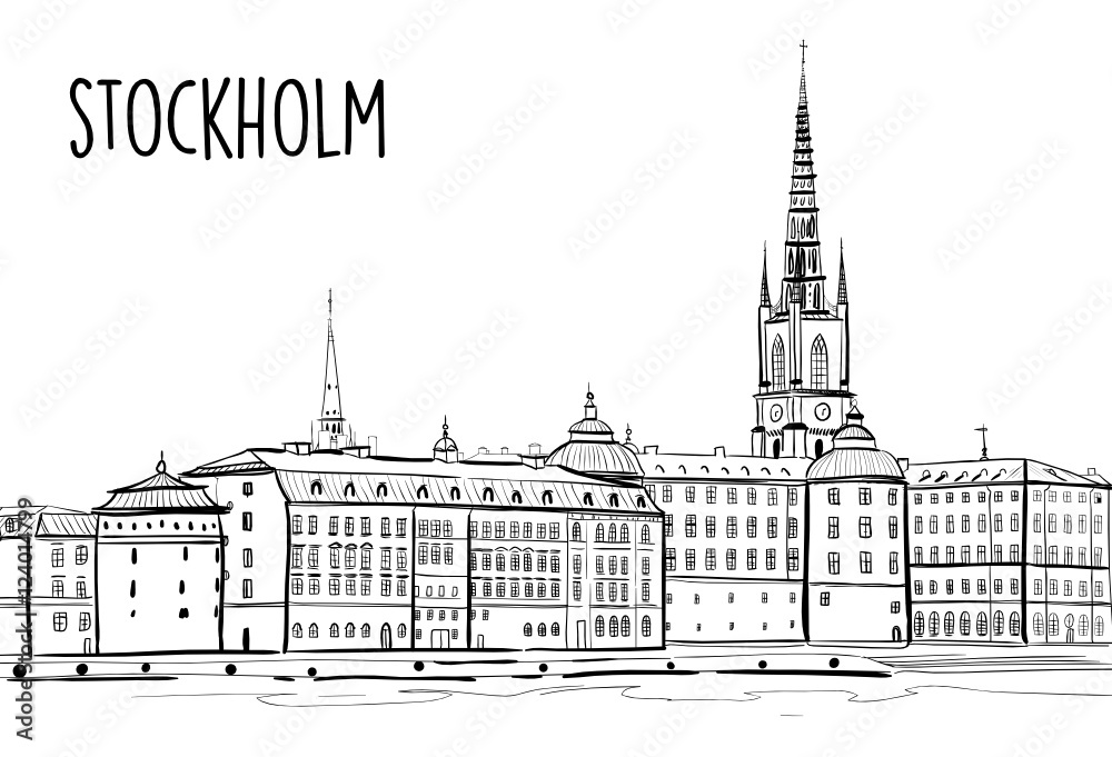 Sketch of Stockholm, vector illustration