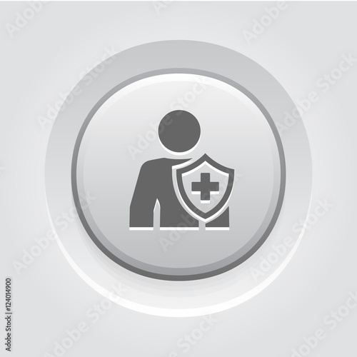 Personal Insurance Icon. Grey Button Design.