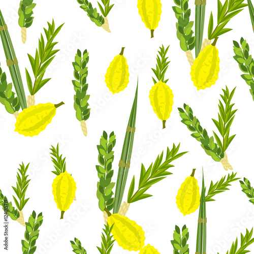 Sukkot - Jewish holiday seamless pattern.