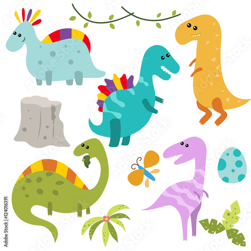 Set funny dinosaurs