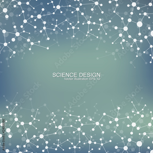 Structure molecule of DNA and neurons. Structural atom. Chemical compounds. Medicine, science, technology concept. Geometric abstract background. Vector illustration for your design.