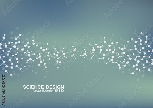 Structure molecule of DNA and neurons. Structural atom. Chemical compounds. Medicine, science, technology concept. Geometric abstract background. Vector illustration for your design.