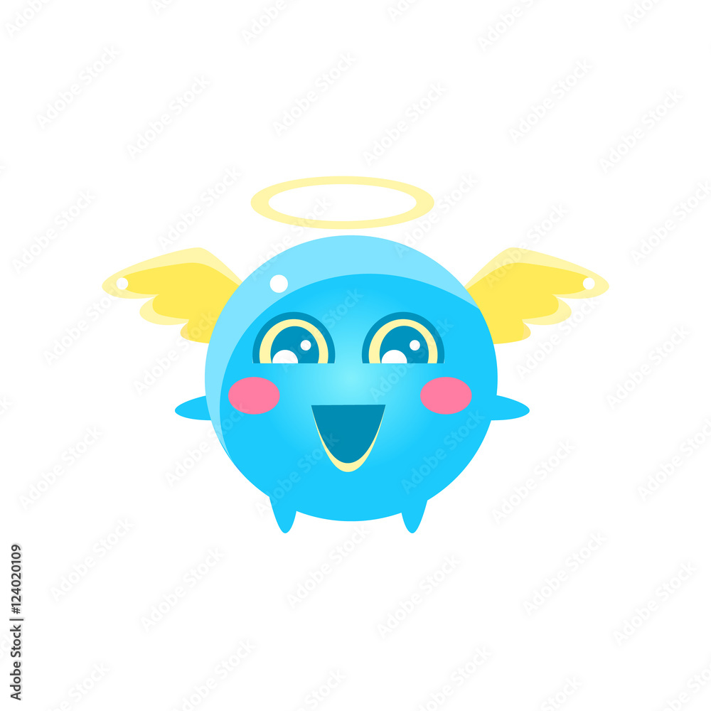 Fototapeta premium Angel Round Character Emoji