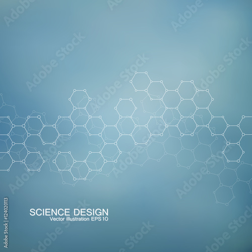 Structure molecule of DNA and neurons. Structural atom. Chemical compounds. Medicine, science, technology concept. Geometric abstract background. Vector illustration for your design.