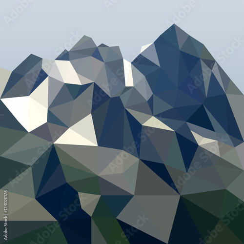 Rock in polygonal style. Mountain landscape. Vector illustration