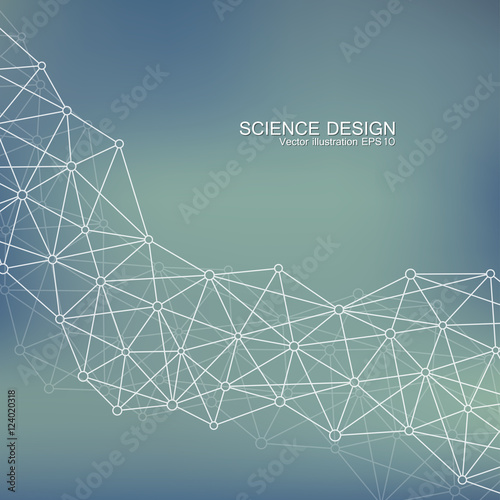 Structure molecule of DNA and neurons. Structural atom. Chemical compounds. Medicine, science, technology concept. Geometric abstract background. Vector illustration for your design.