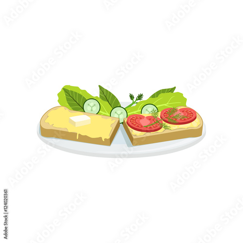 Bruschetta European Cuisine Food Menu Item Detailed Illustration