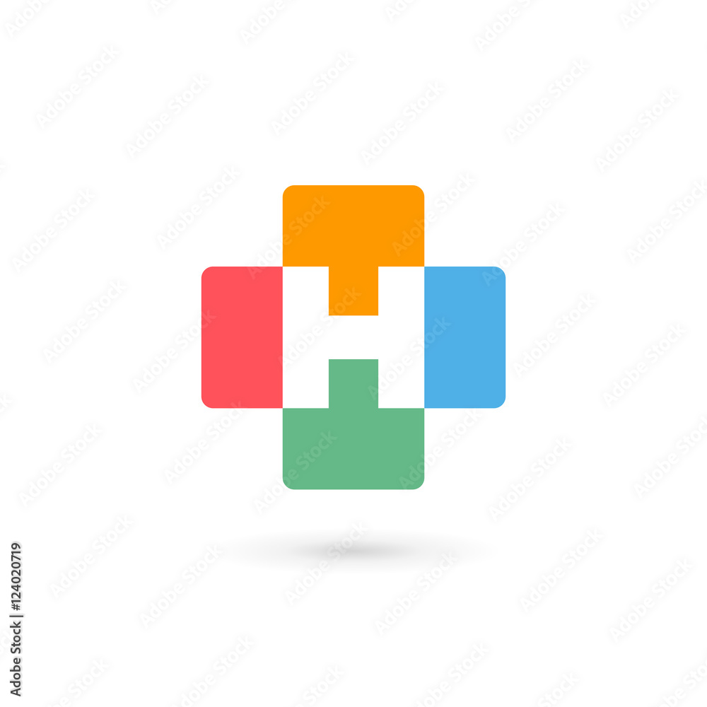 Fototapeta premium Letter H cross plus logo icon design template elements