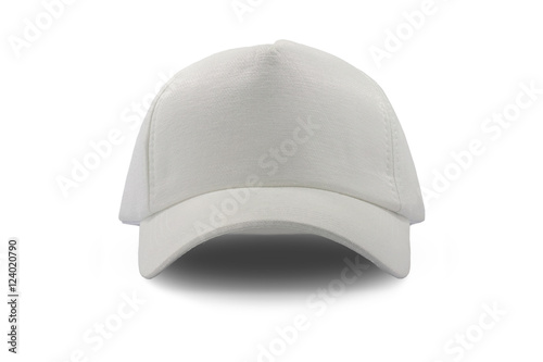 Closeup of the fashion white cap isolated on white background.