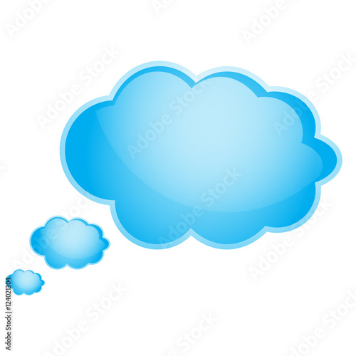 Image of three bright blue clouds on a white background
