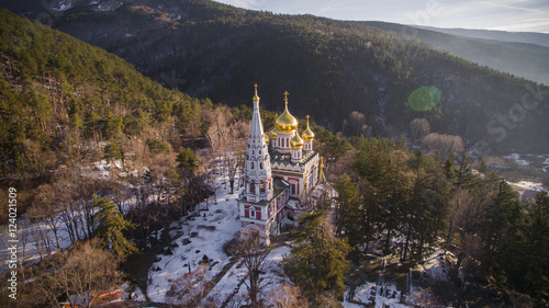 Aerial photo of Shipka monastery, Bulgaria