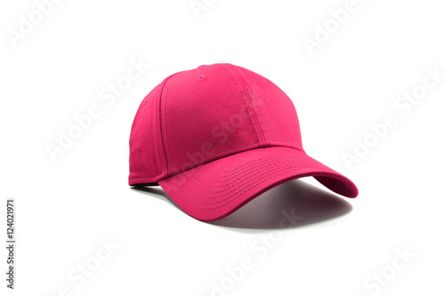 Closeup of the fashion pink cap isolated on white background.