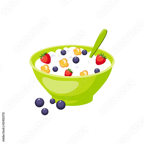 Muesli With Berry And Milk,  Based Product Isolated Icon