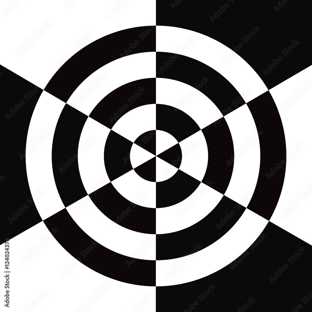 circle black and white checkered abstract background Stock Illustration