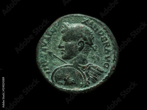 Ancient copper roman provincial coin with emperor portrait