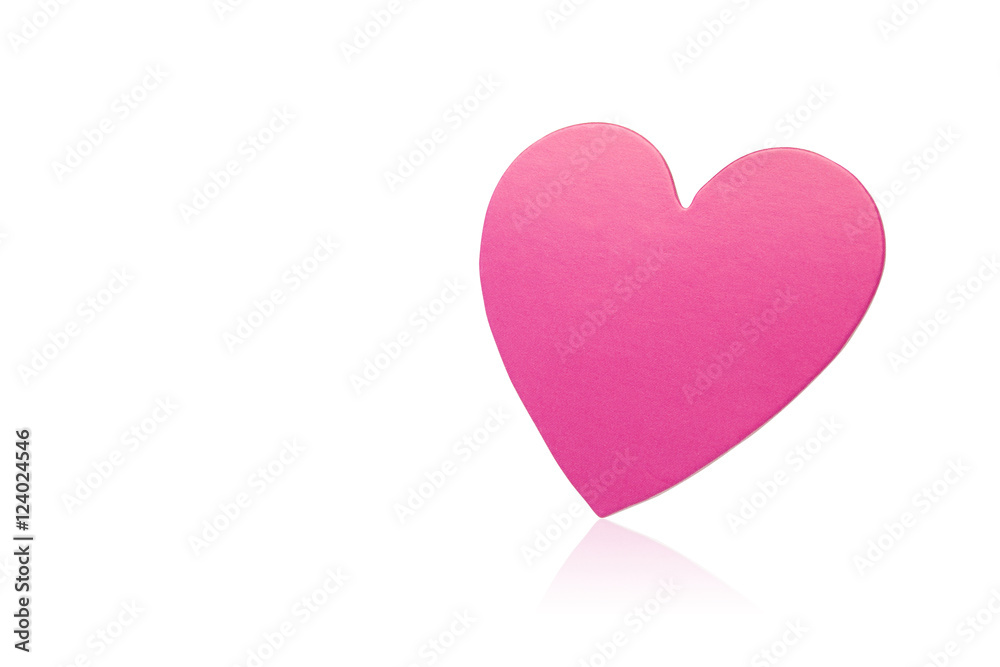 Heart shaped paper isolated on white background