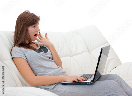 teenager girl with laptop