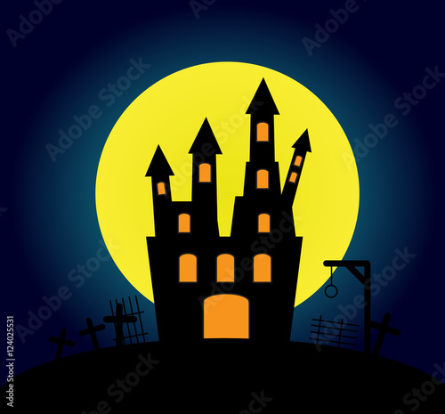 Halloween background with old castle