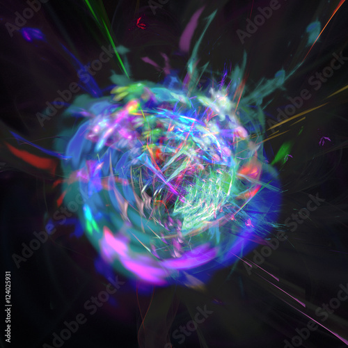 Flame Circle Fractal With Blue and Green Waves