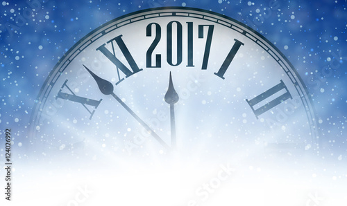 2017 New Year background with clock.