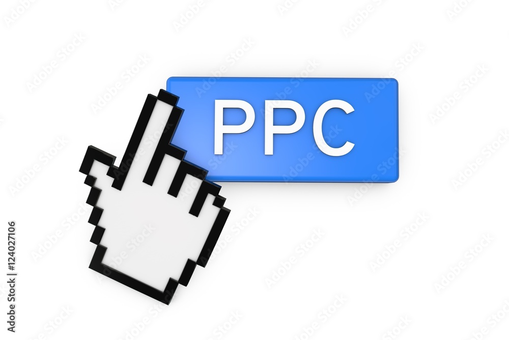 cursor symbol clicking a pay per click button
