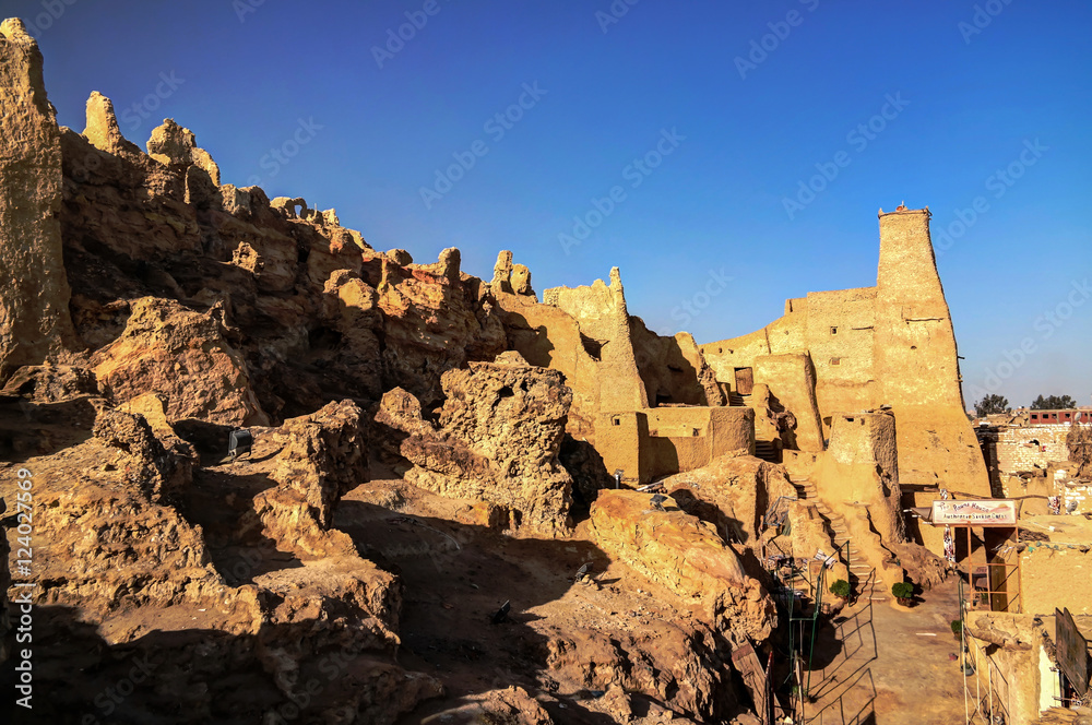 View of Shali old city ruins in Siwa oasis, Egypt