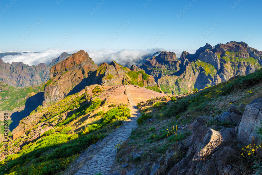 Pico Ruivo and Pico do Areeiro, beautiful mountain landscape, central Madeira, Portugal
