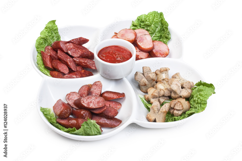 chopped sausages