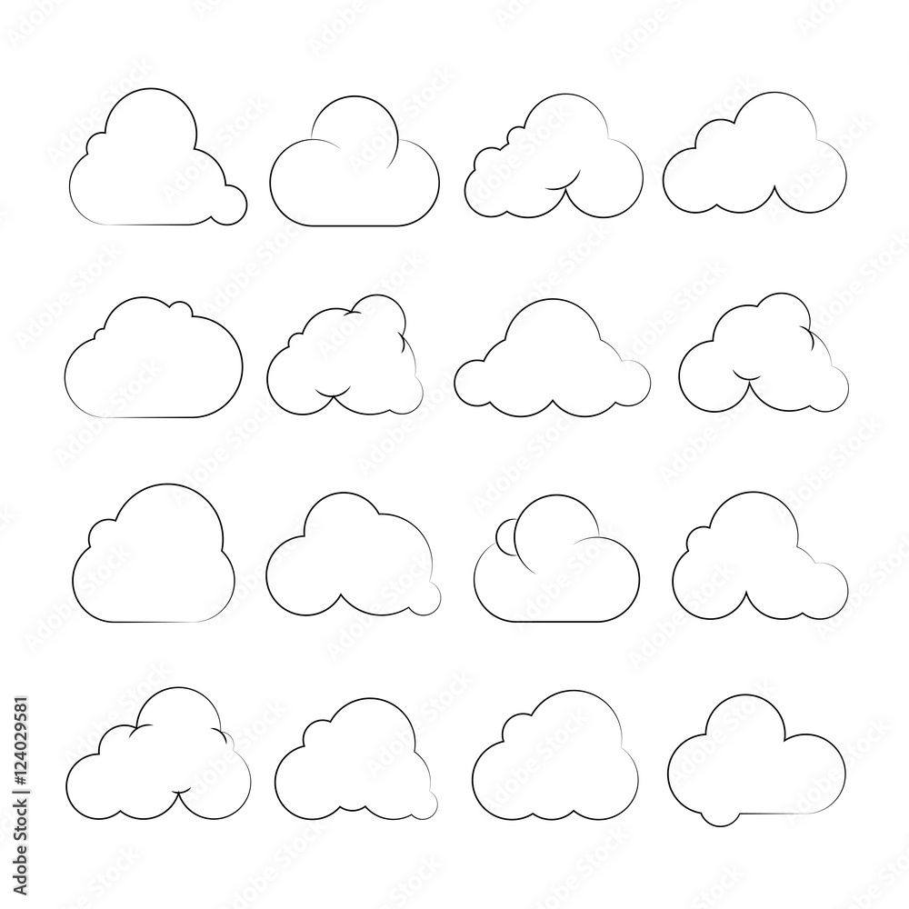 cloud icons, hand drawn cloud cloud icons, hand drawn cloud