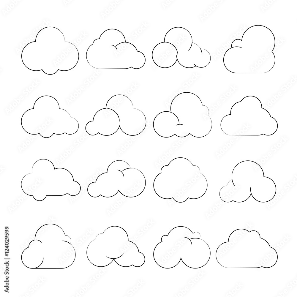 cloud icons, hand drawn cloud cloud icons, hand drawn cloud