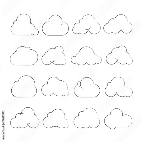 cloud icons, hand drawn cloud 