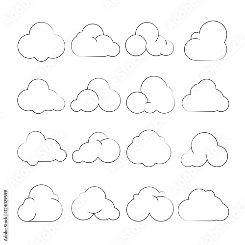 cloud icons, hand drawn cloud 