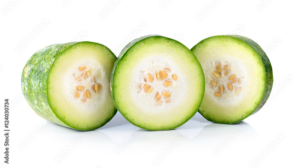 Slices of wax gourd on white background Slices of wax gourd on white background
