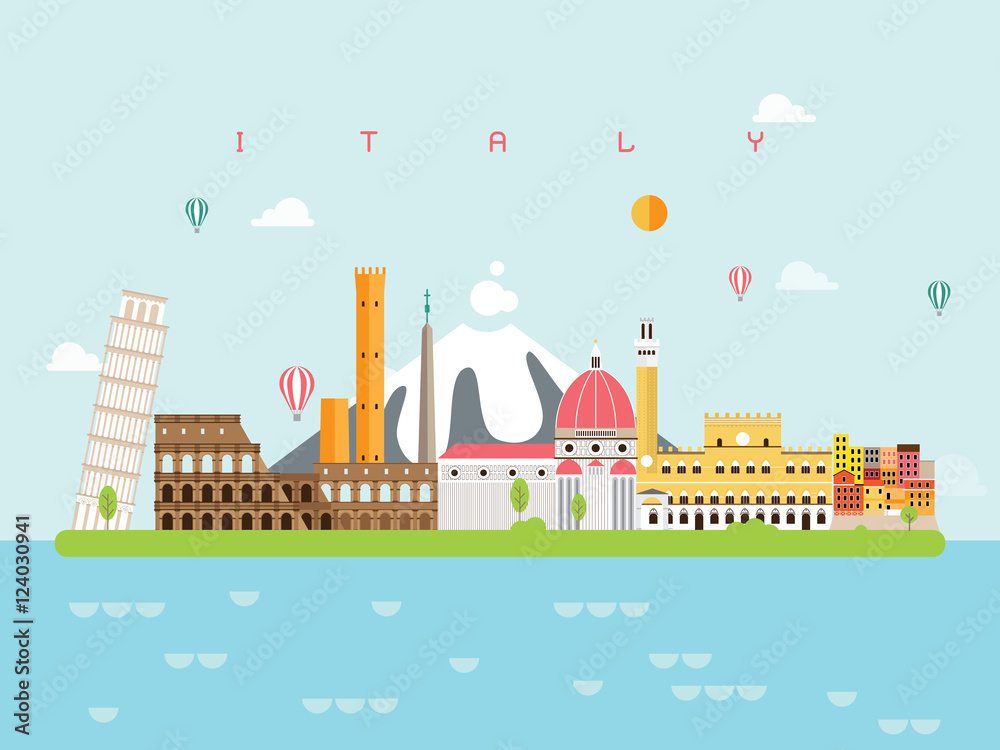 Italy Landmarks Travel and Journey Vector