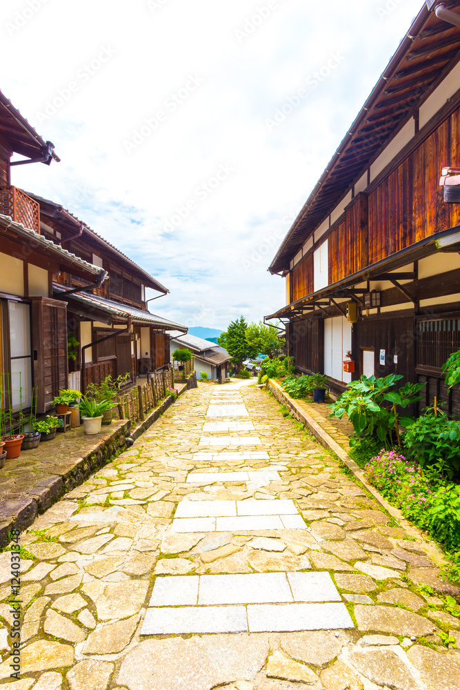Nakasendo Magome Wooden Houses Lining Stone Path V Nakasendo Magome Wooden Houses Lining Stone Path V
