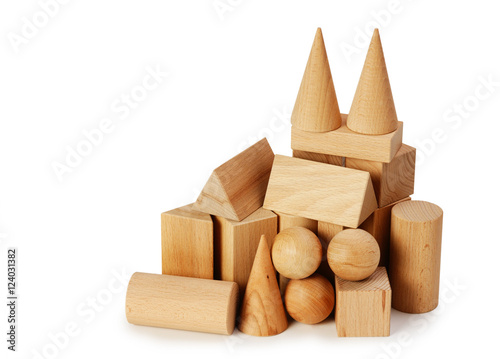 wooden geometric shapes  isolated on a white background