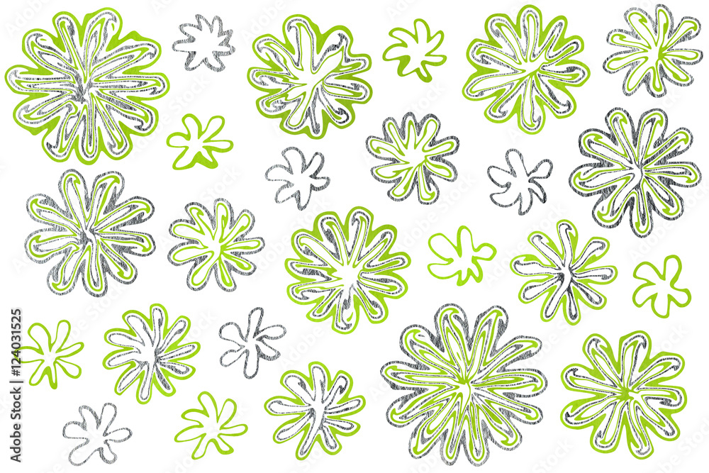 Watercolor abstract flowers on white background