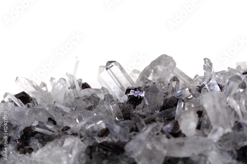 white rock-crystal with galenite background