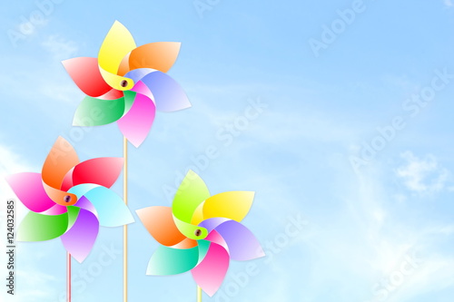 paper windmill Isolated on sky background