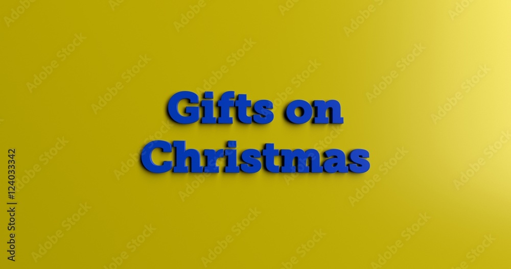 Gifts on Christmas - 3D rendered colorful headline illustration. Can be used for an online banner ad or a print postcard. Gifts on Christmas - 3D rendered colorful headline illustration. Can be used for an online banner ad or a print postcard.
