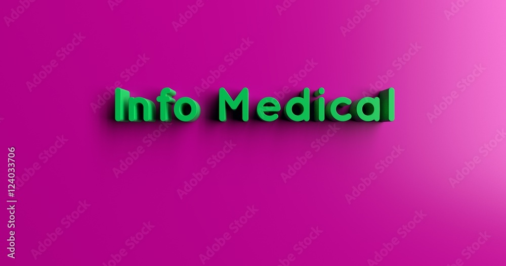 Info Medical - 3D rendered colorful headline illustration.  Can be used for an online banner ad or a print postcard.