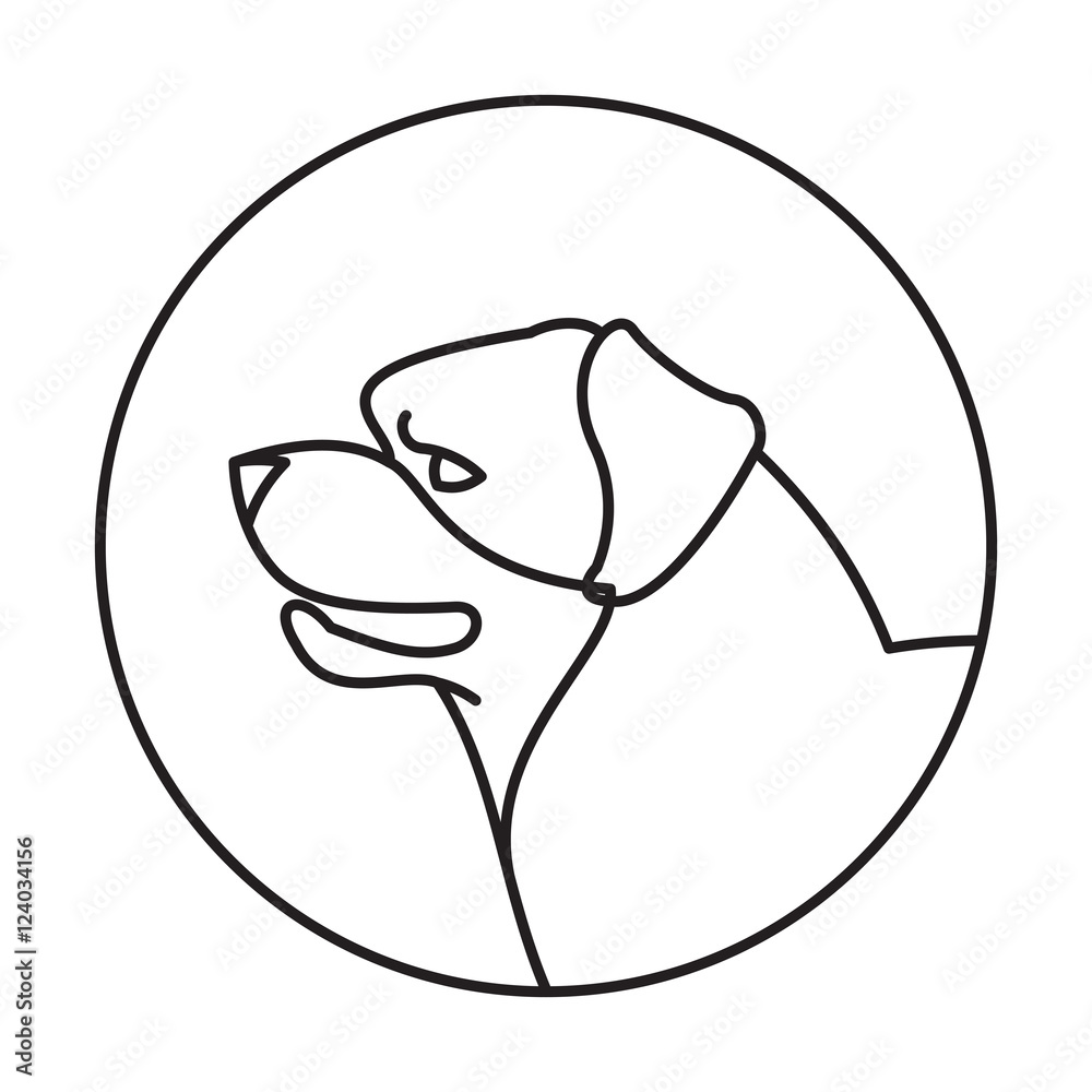 Dog head rottweiler in a linear style Dog head rottweiler in a linear style