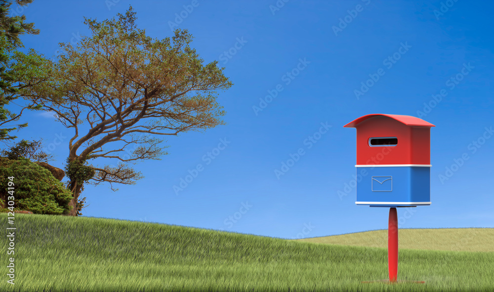 3d rendering mailbox with nice background image
