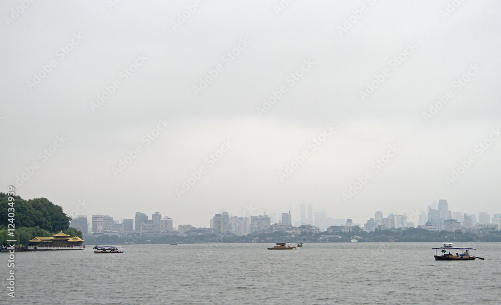 boats on West lake in Hangzhou